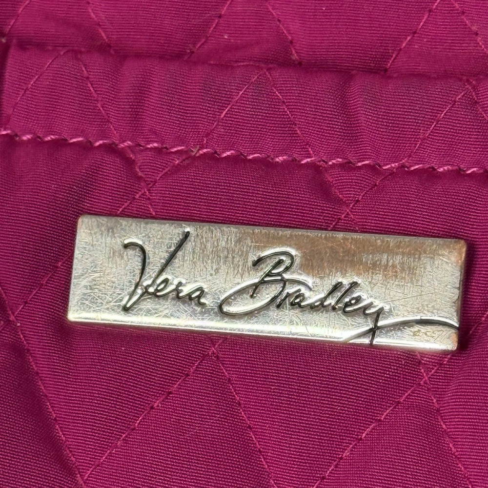 Vera Bradley Large Pink Zip Top Tote Bag Lined Inner Pockets Detachable Strap - Picture 2 of 14